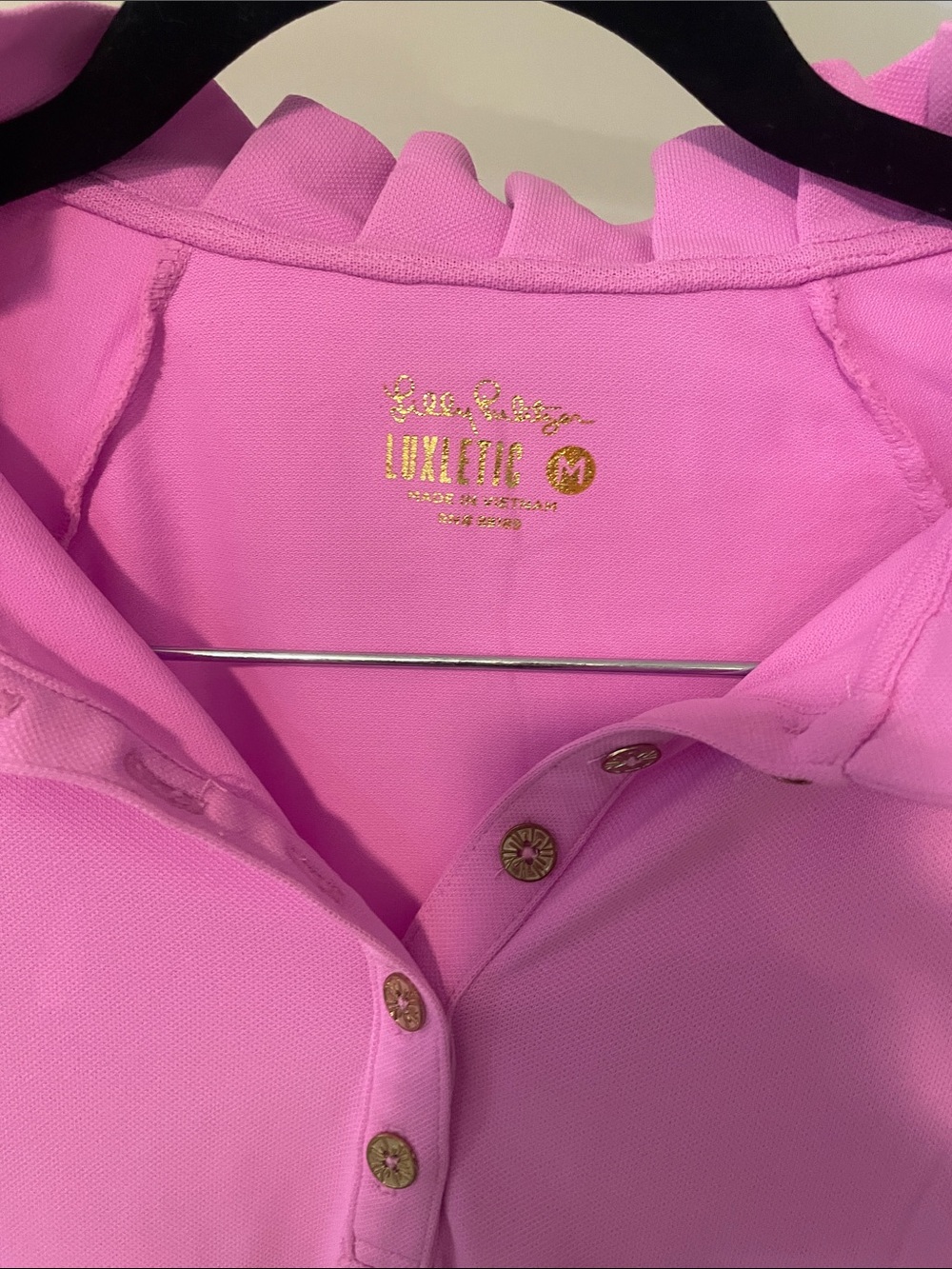 Lilly Pulitzer Pink Ruffle Collar Polo